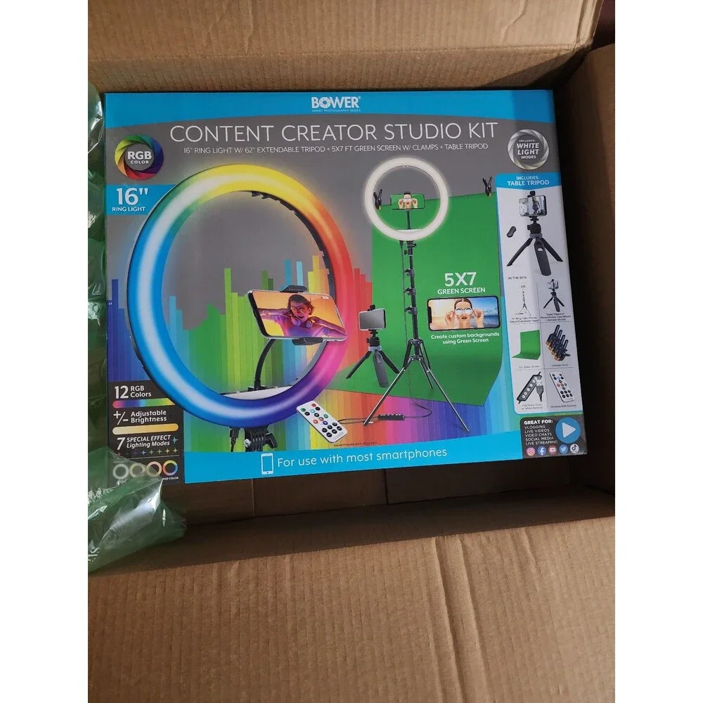 Bower Content Creator Kit with16-inch RGB Ring Light,62